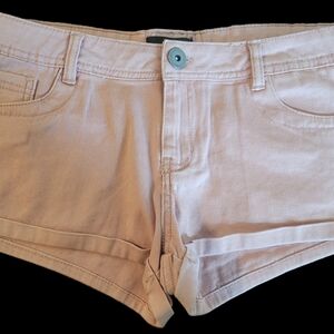 New Look Tan Light Pink Jean Shorts with Rolled Hem Womens 9 Shorts
